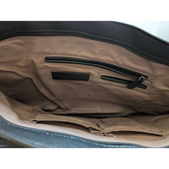 London Fog Black Leather-Like Large Tote Satchel Bag With Silver Hardware & Dual - Picture 7 of 11